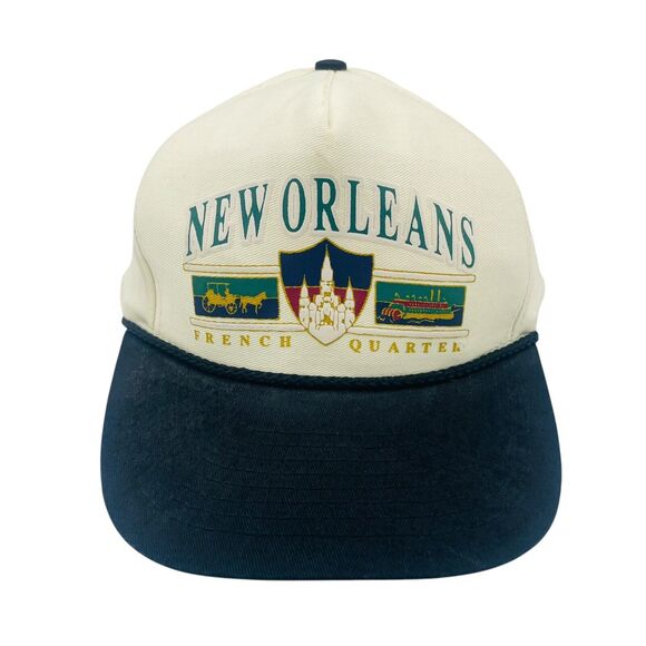 Vintage 90's New Orleans French Quarter Rope Adjustable Snapback Dad Hat Cap - Picture 1 of 8